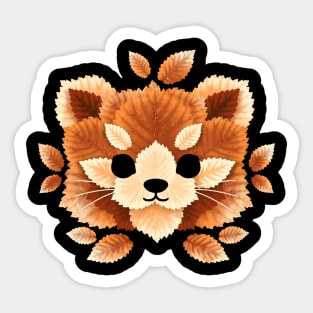 Red panda of leaves Sticker